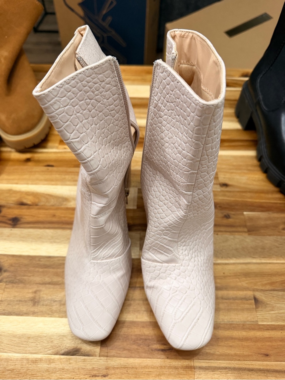 Lulu's Croc-Embossed Heel Booties